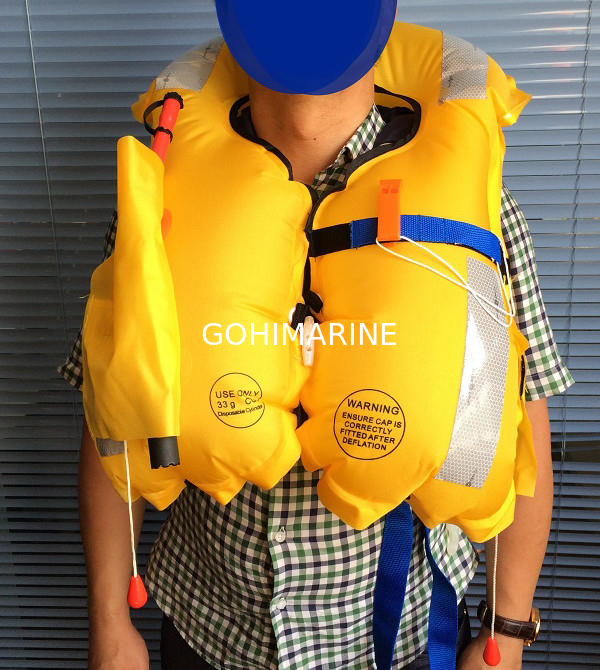 CCS, EC, MED Approved SOLAS 150N Manual/Automatic Inflating Double Chamber Inflatable Life Jacket